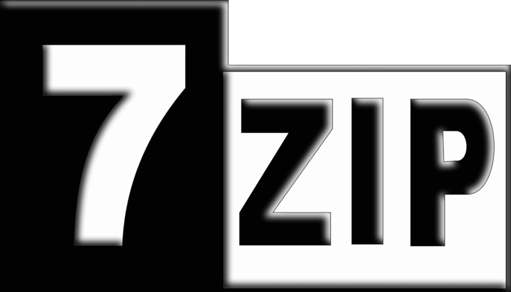 logo de 7-zip, tiene un 7 en un cuadrado y zip en otro